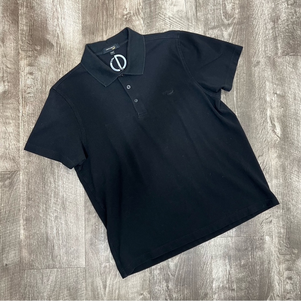 Crocodile Black Cotton Short Sleeve Polo